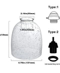 Four Pack Clear Seeded Glass Lamp Shade Replacements For Ceiling Fans Chandeliers Pendant Lights Vanity Lights And Kitchen Island Fixtures Fits Two And One Eighth Inch Fitter 4.76 Inch Diameter 5.47 Inch High diagram