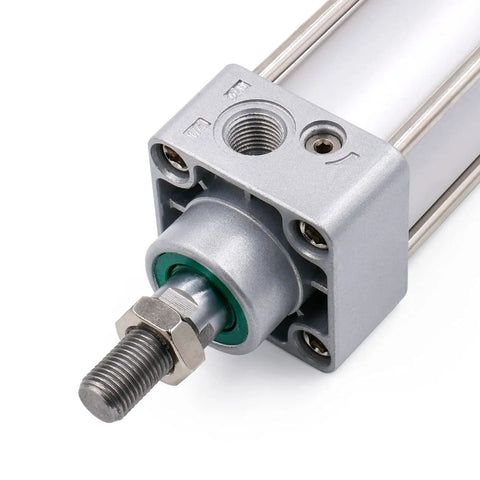 Close-up of Tie-Rod Heavy-Duty Pneumatic Air Cylinder Double Acting With 40mm Bore and 800mm Stroke PT Quarter Inch Port Adjustable Cushion
