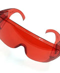 Built Tough Dental Protective Goggles Offering Straight Up Heavy Duty Laser Safety And Ultraviolet Led Shielding To Keep Your Vision Sharp While Dodging Lens Fog During Those Nonstop Clinical Days, red polycarbonate design.