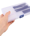 Upgrade Your Kicks With This Ultimate 78-Piece Shoe Lace End Cap Repair Kit. Get Heat Shrink Plastic Tips To Fix Tired Shoelaces Fast And Easy For Any Sneaker. Reusable DIY Accessories That Save A Buck And Look Fresh On Athletic, Casual Or Dress Shoes., clear plastic case of 78 shoe lace end cap tips