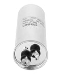 60 UF 450 V AC Run Capacitor For Air Conditioning Compressors And Industrial Motors Waterproof 60 Microfarad Start Unit For Motor Drive Systems Built Tough For Real World HVAC And Commercial Equipment, white cylindrical capacitor with metal terminals