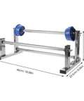 Manual Stretch Film Dispenser For Shipping And Moving Easy Desktop Wrapping Station Film Holder Unwinder Frame For Home Office And Warehouse Packing For All Your Packing Needs, showing chrome frame with blue ends.