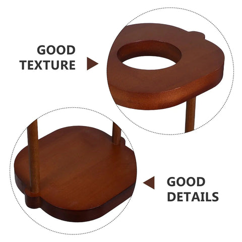 Smooth Brew Vibes Solid Wood Coffee Filter Cone Holder With Detachable Brewing Rack close-up of top texture and base details.