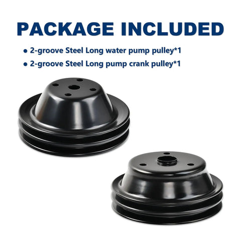 Long Water Pump And Two Groove Crankshaft Pulley Kit For Small Block Chevy SBC 262 265 267 283 302 305 307 327 350 400 High Strength