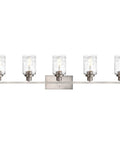 5-Light Black Vanity Light Over Mirror, Contemporary Industrial Wall Lamp With Clear Hammered Glass Shades, Modern Bathroom Fixture
