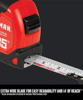 35-Foot Tape Measure For Solo Jobs, 14-Foot Reach, Extra Wide Blade, Large Readable Numbers, Durable Hook, Made In USA
