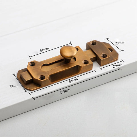 Door Window Gate Garage Security Snap Lock Sliding Bolt Zinc Alloy Buckle with dimensions on a white surface.