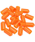 Orange Rubber End Caps 8mm Inner Diameter 20 Pack Vinyl PVC Round Tube Cap Covers For Pipe Ends And Bolt Threads displayed on white