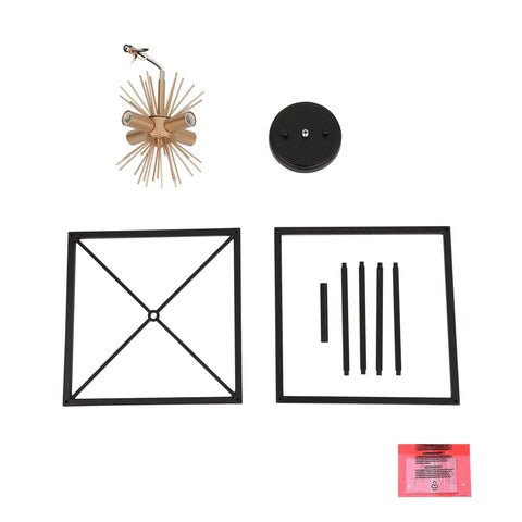Components of Sick Black Semi Flush Mount Ceiling Light With Dope Gold Starburst Accent Four Light Fixtures Matte Black Frame
