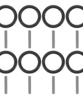 50 Piece Electric Wrench Socket Rubber Ring Replacement Kit With Rugged Fastener Pins And Dependable Wrench Holder Washers, rubber rings and pins displayed.