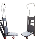 Must-Have Electric Stair Climbing Dolly With Powered Tracks And Four Wheels For Moving Heavy Furniture Safely Up Or Down Any Stairs Made Simple With Smooth Motorized Control, lightweight aluminum with adjustable platform.