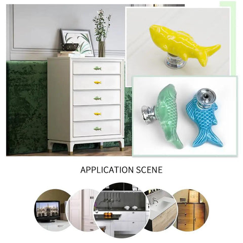 Fresh Ceramic Fish Drawer Knobs Set of 6 Sweet Pull Handles for Nursery Decor and Cabinet Hardware Upgrade on dresser