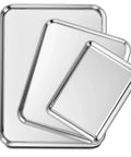 Three Piece Stainless Steel Baking Sheet Set Built Tough For Real Home Chefs Non Toxic And Easy Clean Heavy Duty Cookie Sheets