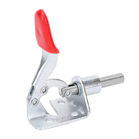 Grab And Go Quick Release Clamp Set For Woodworking Tables And Saw Benches, 190 Degree Manual Toggle Fixture with red handle.