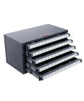 Five Drawer Drill Bit Dispenser Cabinet With Sixty Compartments For Jobber Length Bits 1 To 60 Clear Labeled Organizer For Quick Access And Neat Workshop Black Drill Bit Storage Cabinet