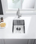 Stainless Steel Single Bowl Bar Sink For Small Kitchen Spaces, Undermount Prep Sink With Strainer, Waste Basket, And Bottom Grid