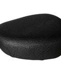 Straight Up Heavy Duty Drum Throne With Motorcycle Style Seat Universal Music Piano Guitar Stool Built For Gig Musicians Adjustable Height Rock Solid Frame In Matte Black close-up of motorcycle style seat in matte black leather.