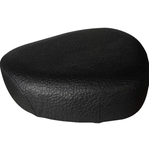 Straight Up Heavy Duty Drum Throne With Motorcycle Style Seat Universal Music Piano Guitar Stool Built For Gig Musicians Adjustable Height Rock Solid Frame In Matte Black close-up of motorcycle style seat in matte black leather.