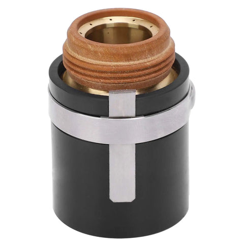 Upgrade Your Welding Game With This Top Tier Cloimei 420156 Retaining Cap Ceramic Plasma Nozzle for cutting machines, black and copper design.