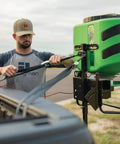 Vehicle Spreader With Adjustable Feed Rate And Universal Attachment For Trucks And Off Road Rigs, 125Lb Hopper installation.