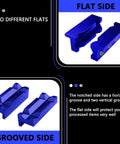 4 Inch Magnetic Aluminum Vise Jaw Pads With Reversible Non Slip Grip Scratch Free Pipe Vise Protectors showing flat and grooved sides.