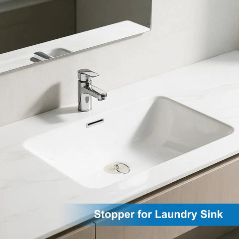 Laundry sink with Six Size Universal Drain Stopper Set With Pull Ring Rubber Sink Plugs For Kitchen Bath Laundry And Tub