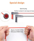Hands holding Beefy Heavy Duty Multimeter Test Leads With Banana Plugs 1000V 20A, demonstrating flexible UL94V-0 PVC insulation.