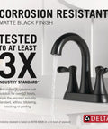 Esato 1.2 GPM Two Handle Centerset Bathroom Faucet With Push Pop Up Drain Assembly Matte Black Finish Easy DIY Install
