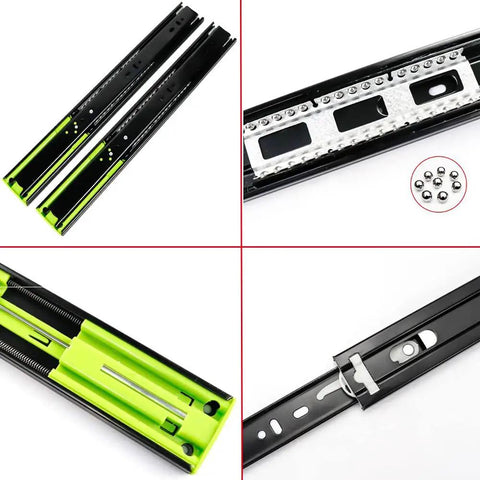 Soft Close Drawer Slides With No Fuss 3 Fold Full Extension Telescopic Rails And Damping Buffer, Side Mount Ball Bearing Tracks