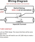 Wiring diagram for Miniature Current Switch No External Power Needed Self Powered Normally Open Amp Sensor Relay For AC 1 To 50A Detectable
