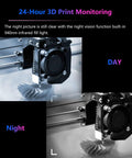 Nebula Camera For 3D Printers Real Time Monitoring With Night Vision And Time Lapse Video showcasing day and night views