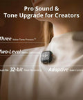 Mic 3 Wireless Microphone System With 2 Transmitters And 1 Receiver, Charging Case, shown with clip-on mic on a shirt