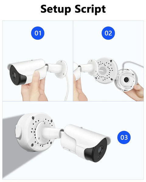 Setup process for Weatherproof Outdoor Junction Box For CCTV Cameras, showing aluminum mount and hidden cable route installation.