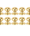 Straight Up Gold Tiny Drawer Knobs With Matching Screws, set of 10 small round gold handles for cabinets and dressers.