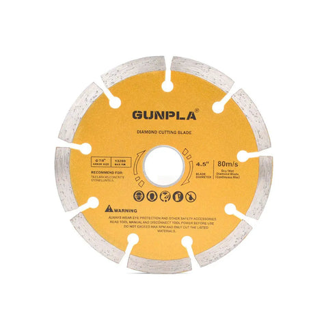 Segmented blade from Three Piece Four And One Half Inch Diamond Cutting Blade Set For Tile And Masonry Heavy Duty Continuous
