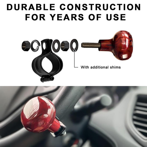 Woodgrain Steering Wheel Spinner Knob With Smooth Ball Power Handle for Quick No Sweat Turns, ABS/iron, universal fit installed