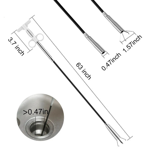 Flexible Sink Grabber Reacher Tool With Four Claws Retractable Clean Claw 63 inches with size measurements for drain use