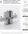 Thickened Internal Door Hinges For Cabinets And Doors By NOVOCE 180 Degree Concealed Folding Butt Hinges Heavy Duty Built In Stainless Steel Hidden Hinge Color No 3 Smooth Burr Free Pivot For Vintage Boxes Cabinets And Home Projects product image