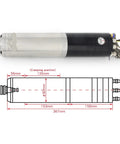 Pro Grade 2.2KW ISO20 Water Cooled ATC Spindle Featuring 24 Position Tool Magazine And Heavy Duty Permanent Magnet Motor For 220V Metal CNC Router Drop In Ready Pro Setup, showing dimensions and features.