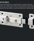 304 Stainless Steel Hasp Gate Lock Door Window Sliding Latch Handle with gold bolt, ideal for securing doors and gates.