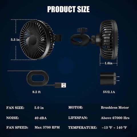5 Inch Grow Tent Clip Fans With Adjustable Clamp, Dual Quiet Clip On Fans, 3 Speed Airflow For Plant Greenhouse Seedling Hydroponics Circulation Cooling, No Nonsense Quiet Airflow And Low Noise, Compatible With Timer Thermostat And Smart Plug