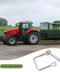 Red tractor towing trailer with Five Sixteenth Inch By Two Inch Trailer Hitch Pin Set Ten Pack Built Tough Carbon Steel Zinc Plated