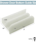 No Sweat Sliding Shower Door Bottom Track For Top Hung Glass Doors, White plastic guide with dimensions shown, 3 inches long.