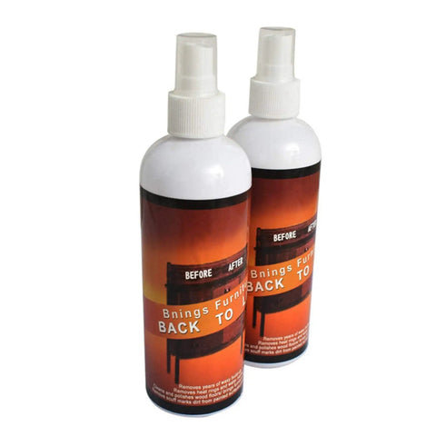 Two bottles of Wooden Repair Spray Quick Fix Scratch Remover For Tables Beds Floors 120Ml Instant Repair Paint on white background