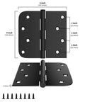 Matte Black 4x4 Inch Door Hinges 18 Pack Pro Grade With Square And Round Corner Design Iron Construction Includes 144 Matching Screws