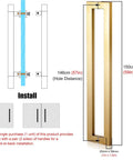 Heavy Duty Gold Wood Door Pull Handle Set For Sliding Barn Doors H Shape Back To Back Push Pull Handles With Install Fittings