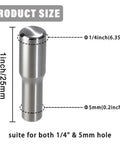 Heavy Duty Twenty Pack Stainless Steel Shelf Support Pegs With Silent Rubber Liners For 5 Mm And Quarter Inch Cutouts, showcasing size and fit.