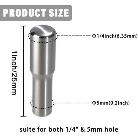 Heavy Duty Twenty Pack Stainless Steel Shelf Support Pegs With Silent Rubber Liners For 5 Mm And Quarter Inch Cutouts, showcasing size and fit.