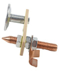 Hot Magnetic Welding Ground Clamp With Strong Magnet Head For Fast Setup On Flat Or Curved Metal Surfaces Quick Connect Earth Clip and Secure Metal Plate Support Tool For Heavy Duty Fabrication Jobs. Close-up of bolt and connector components.