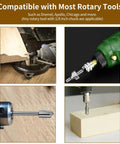 Wood Carving And Router Bits Set With Carbide Engraving Bits For Dremel Compatible Rotary Tools in action with wood pieces.